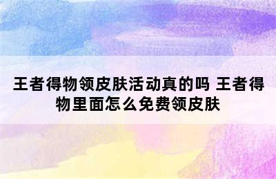 王者得物领皮肤活动真的吗 王者得物里面怎么免费领皮肤